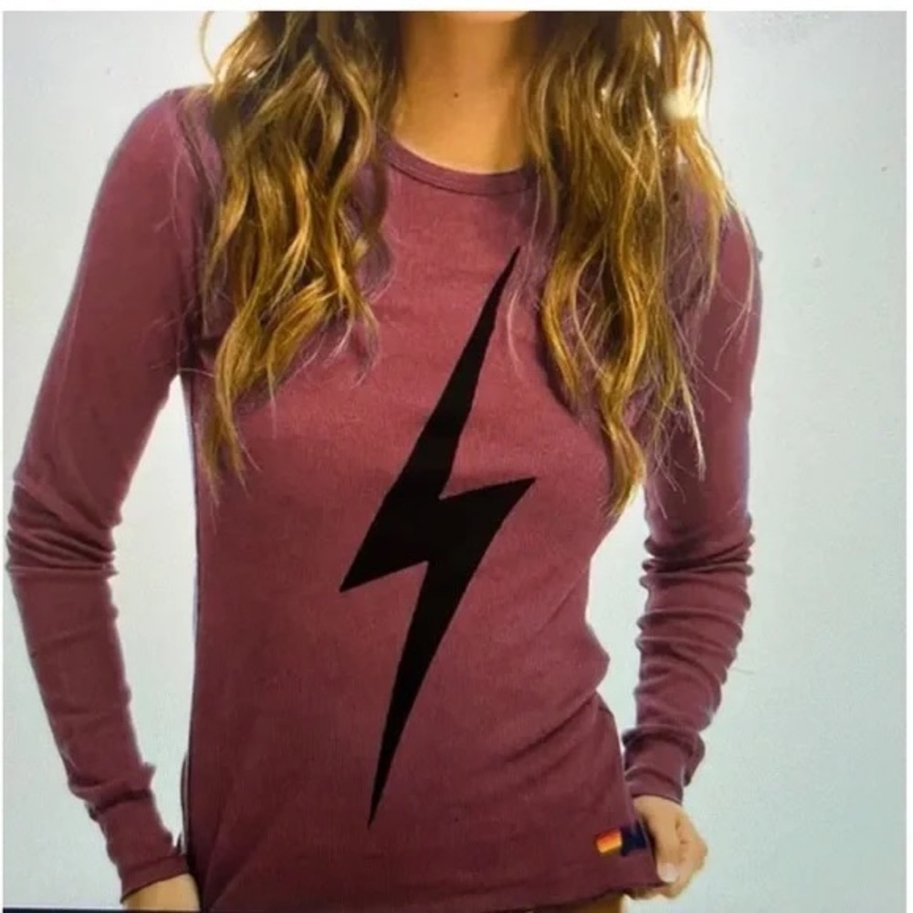 Aviator Nation Bolt Thermal Vintage Plum NWT Rare Long Sleeve XS